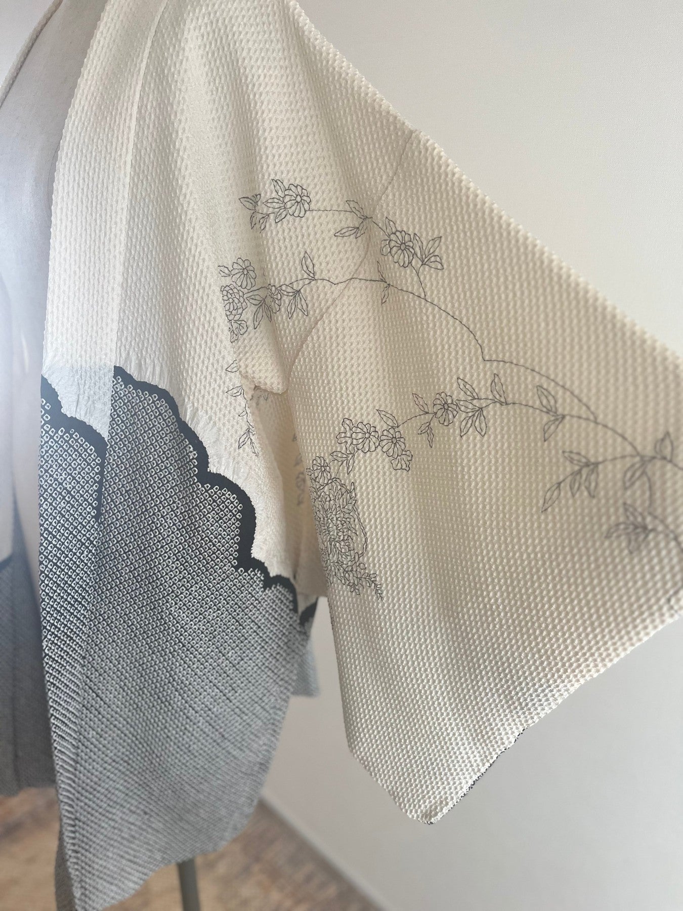 Black and White Floral Shibori Haori