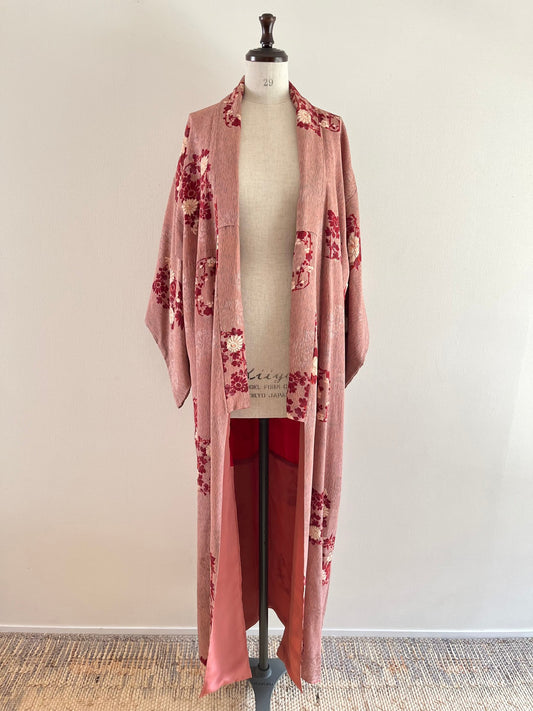 Salmon Pink Floral Kimono