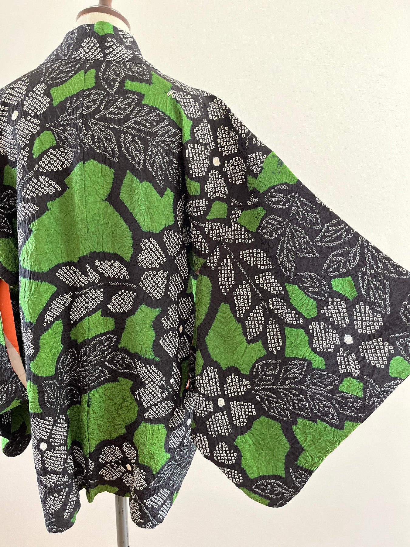 Black/Green Shibori Floral Haori