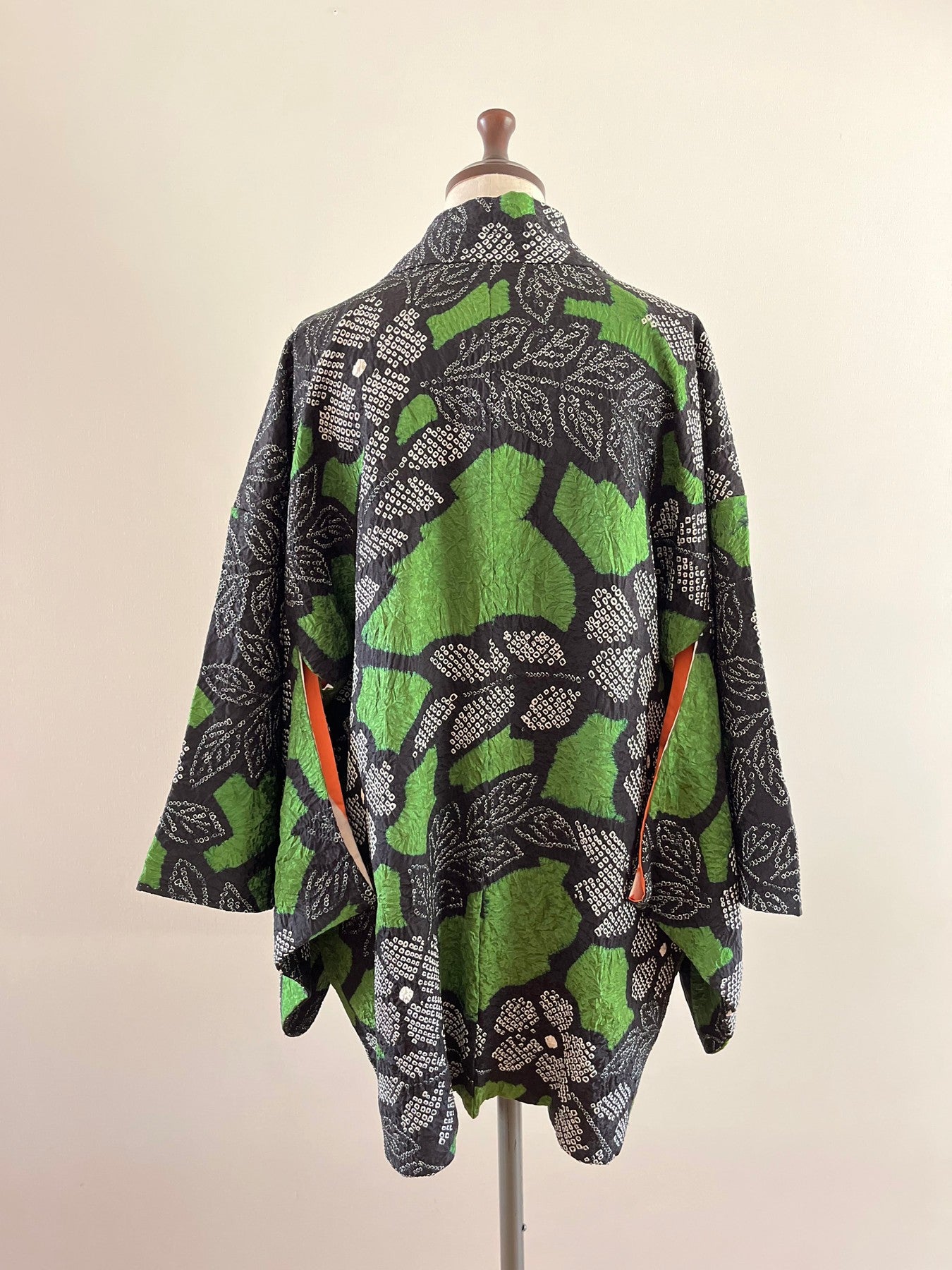 Black/Green Shibori Floral Haori