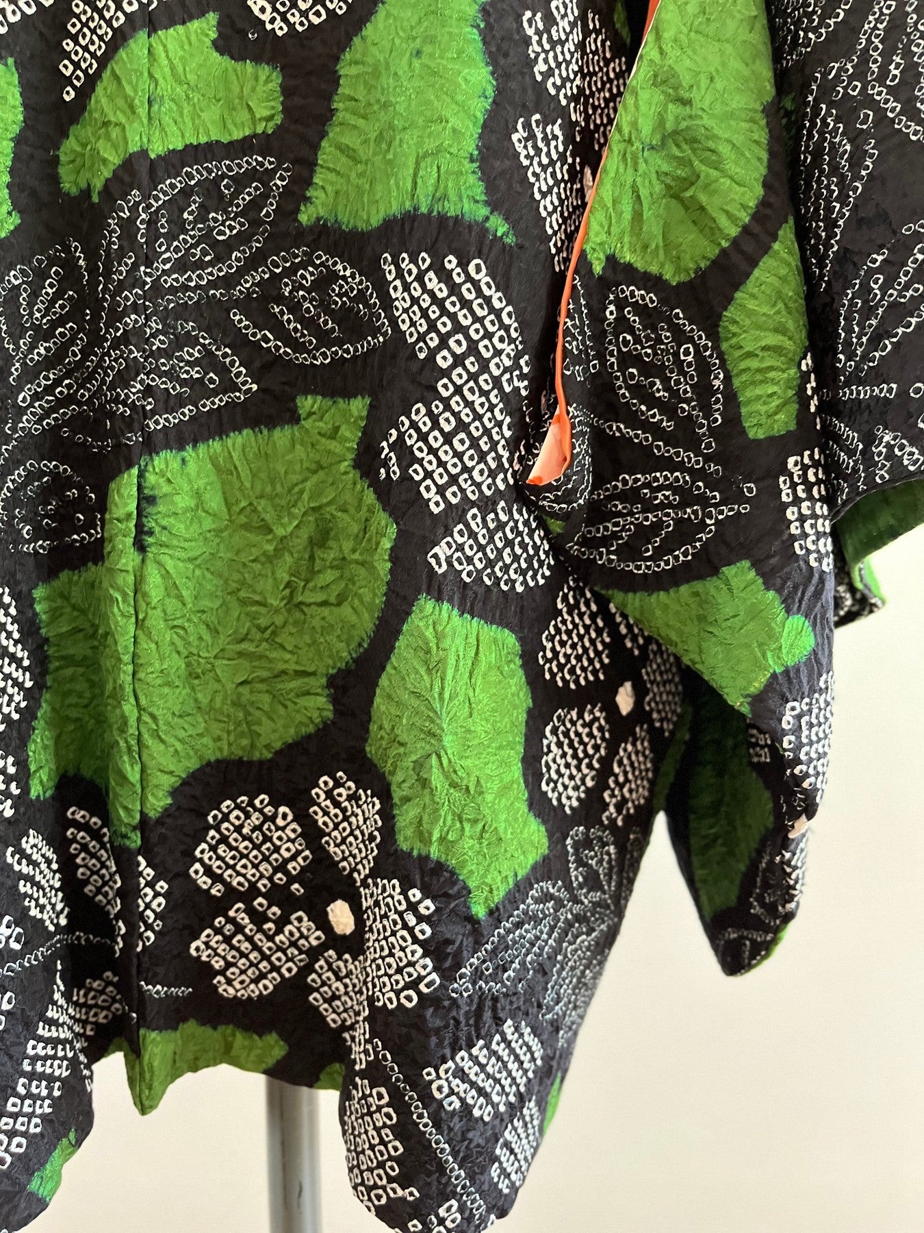 Black/Green Shibori Floral Haori