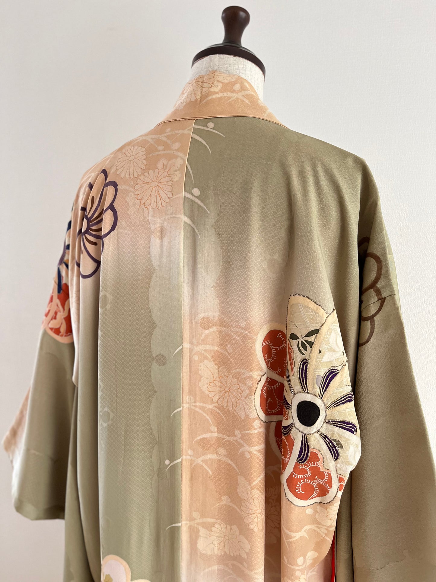 Green Bokashi Floral Kimono