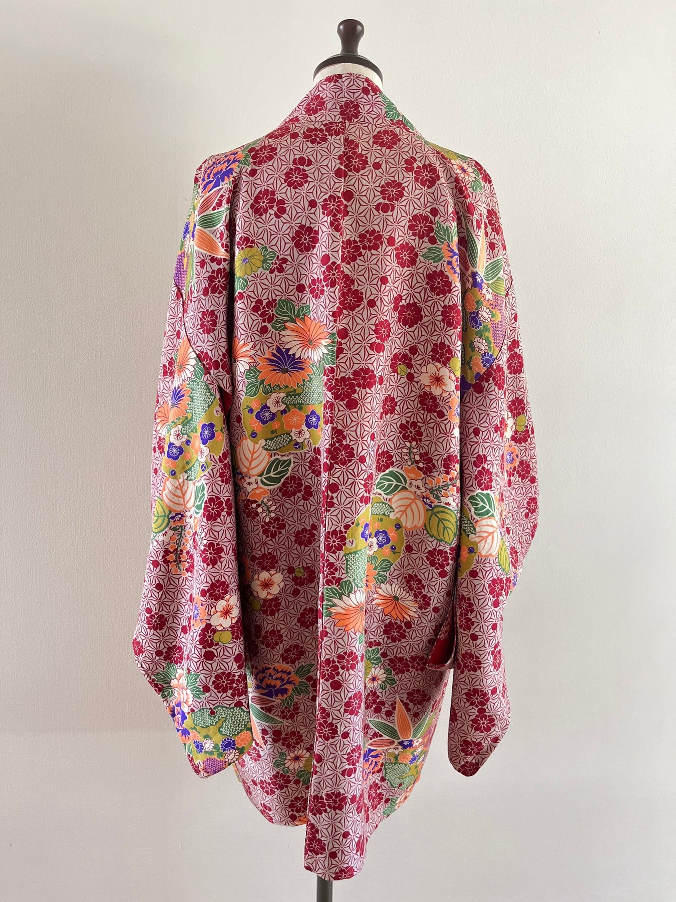 Pink Raw Silk Floral Haori