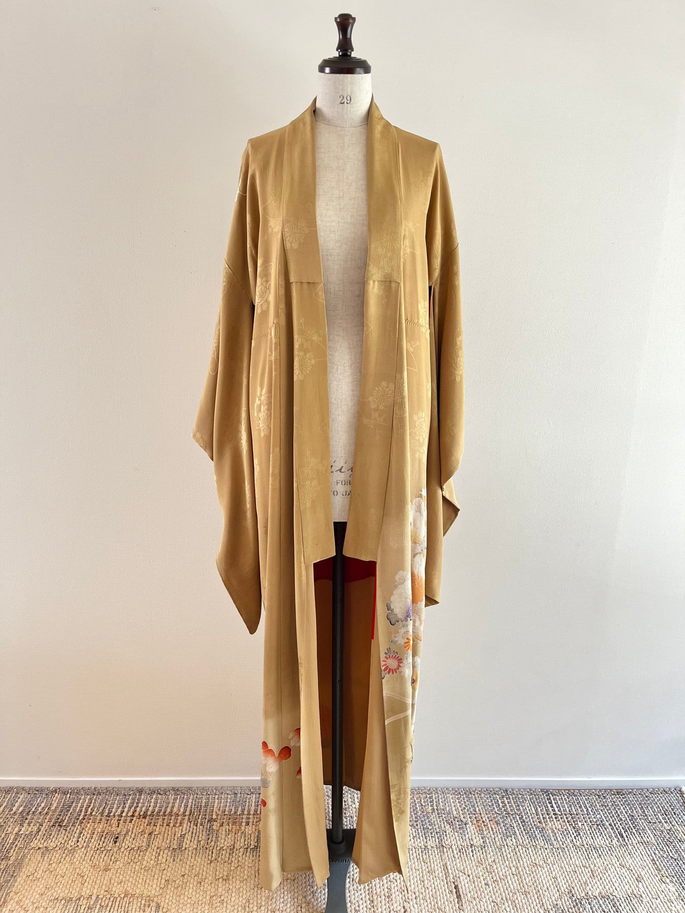 Beige Flower Car Kimono