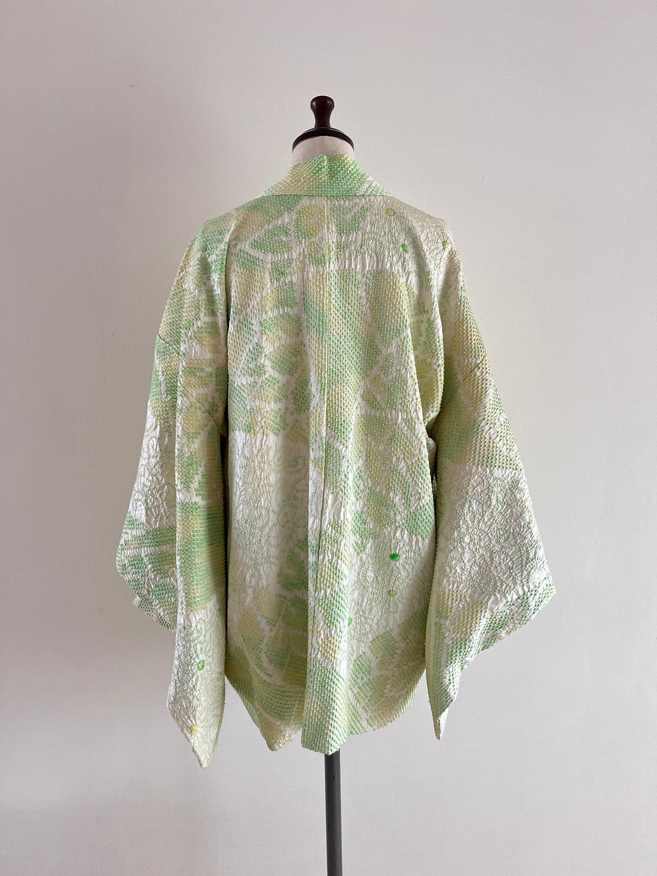 Neon Green Floral Shibori Haori