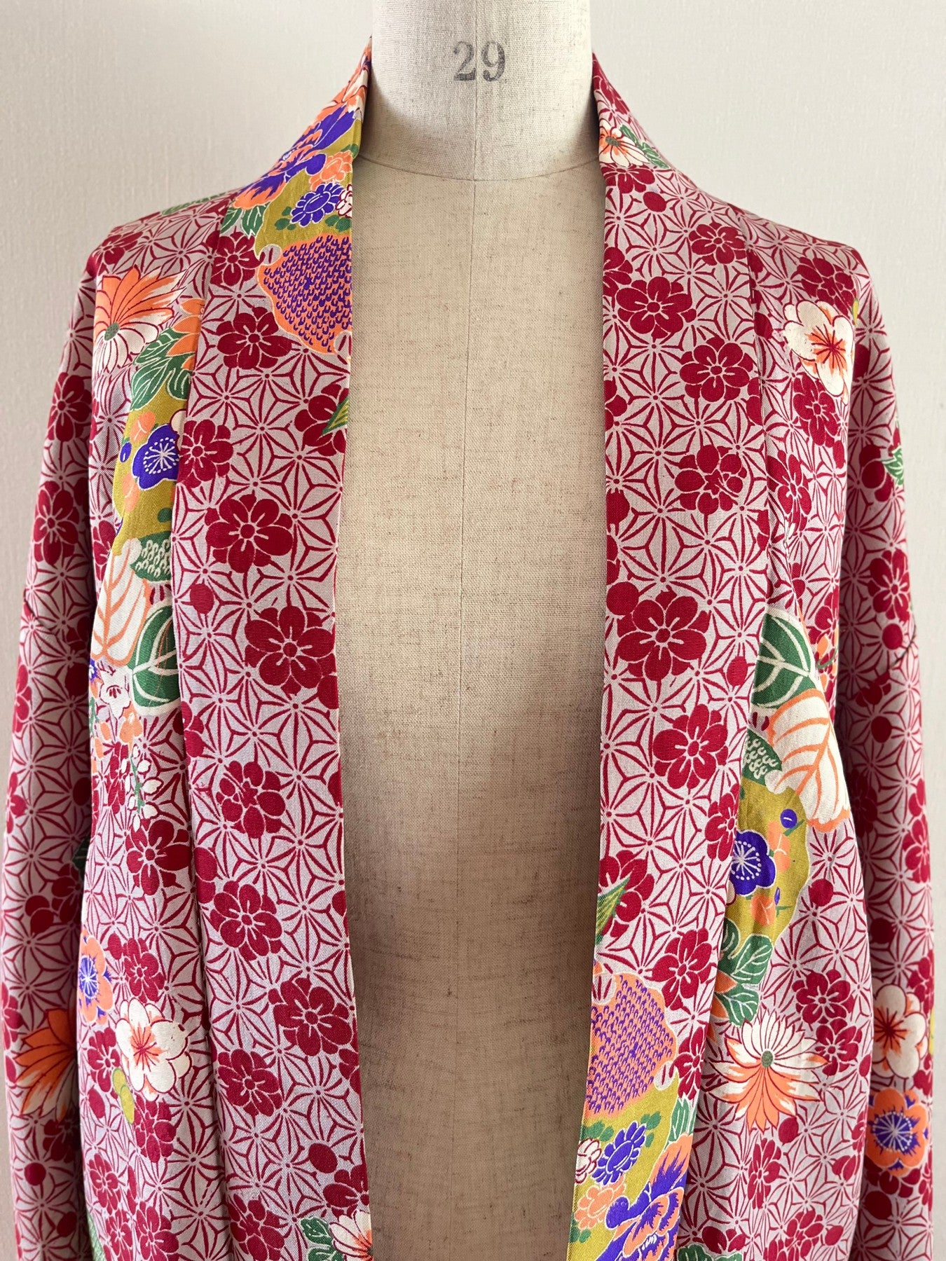 Pink Raw Silk Floral Haori