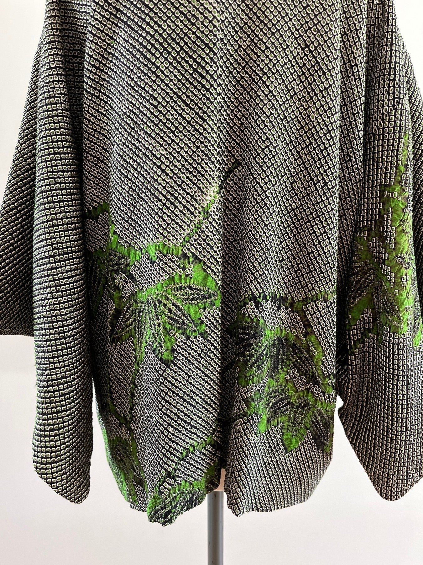 Black Bamboo Leaves Shibori Haori