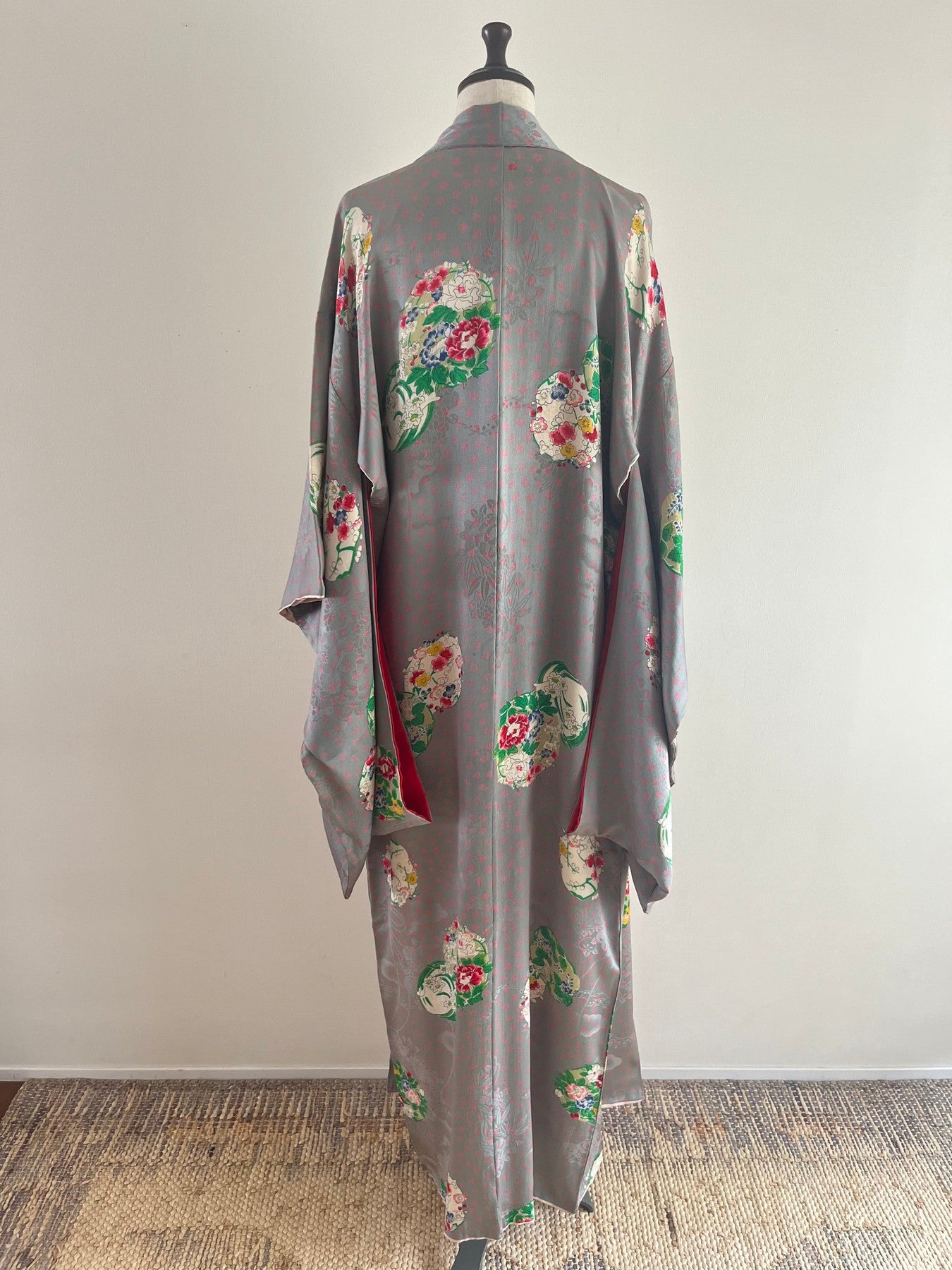 Gray Floral Kimono