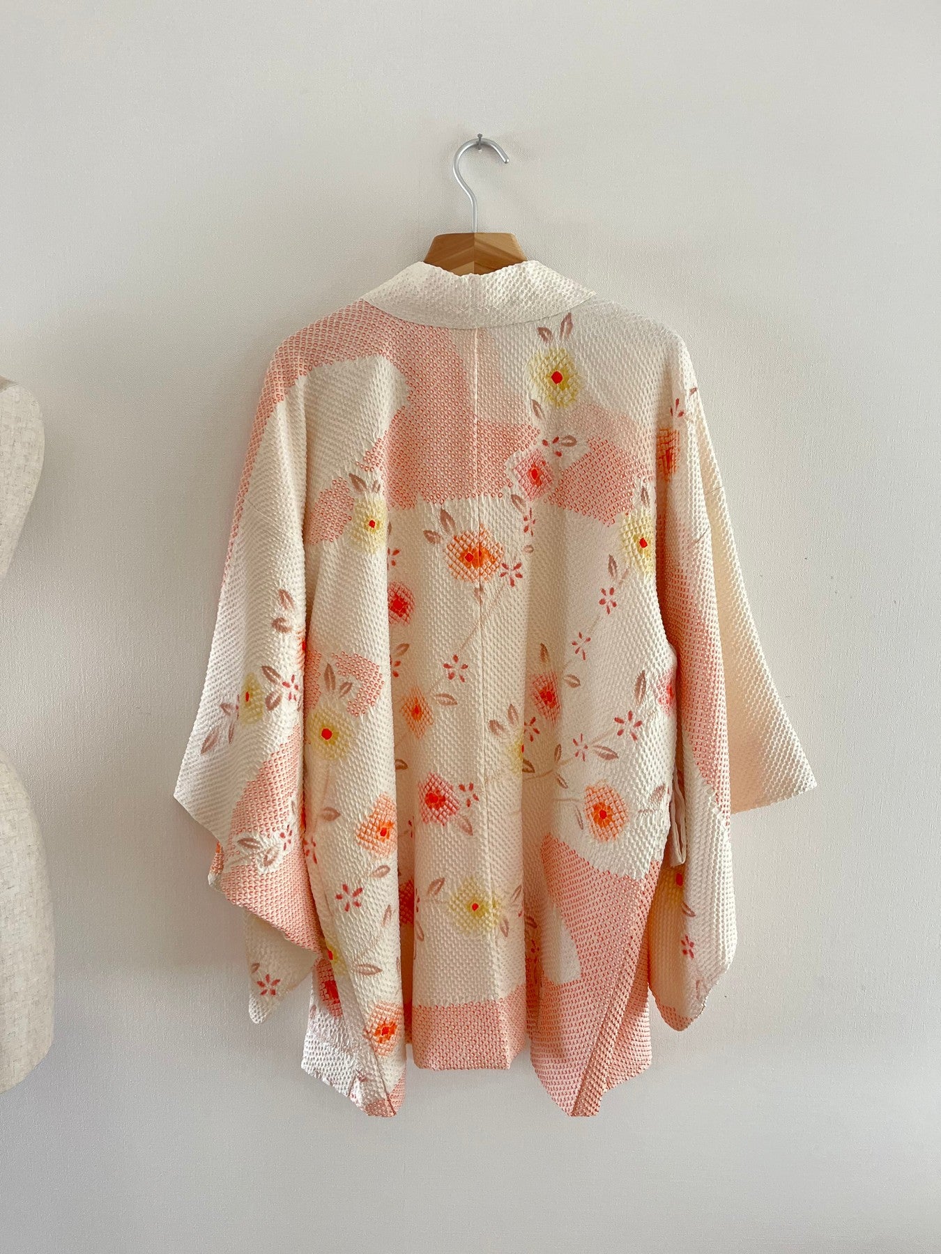 White Floral Shibori Haori