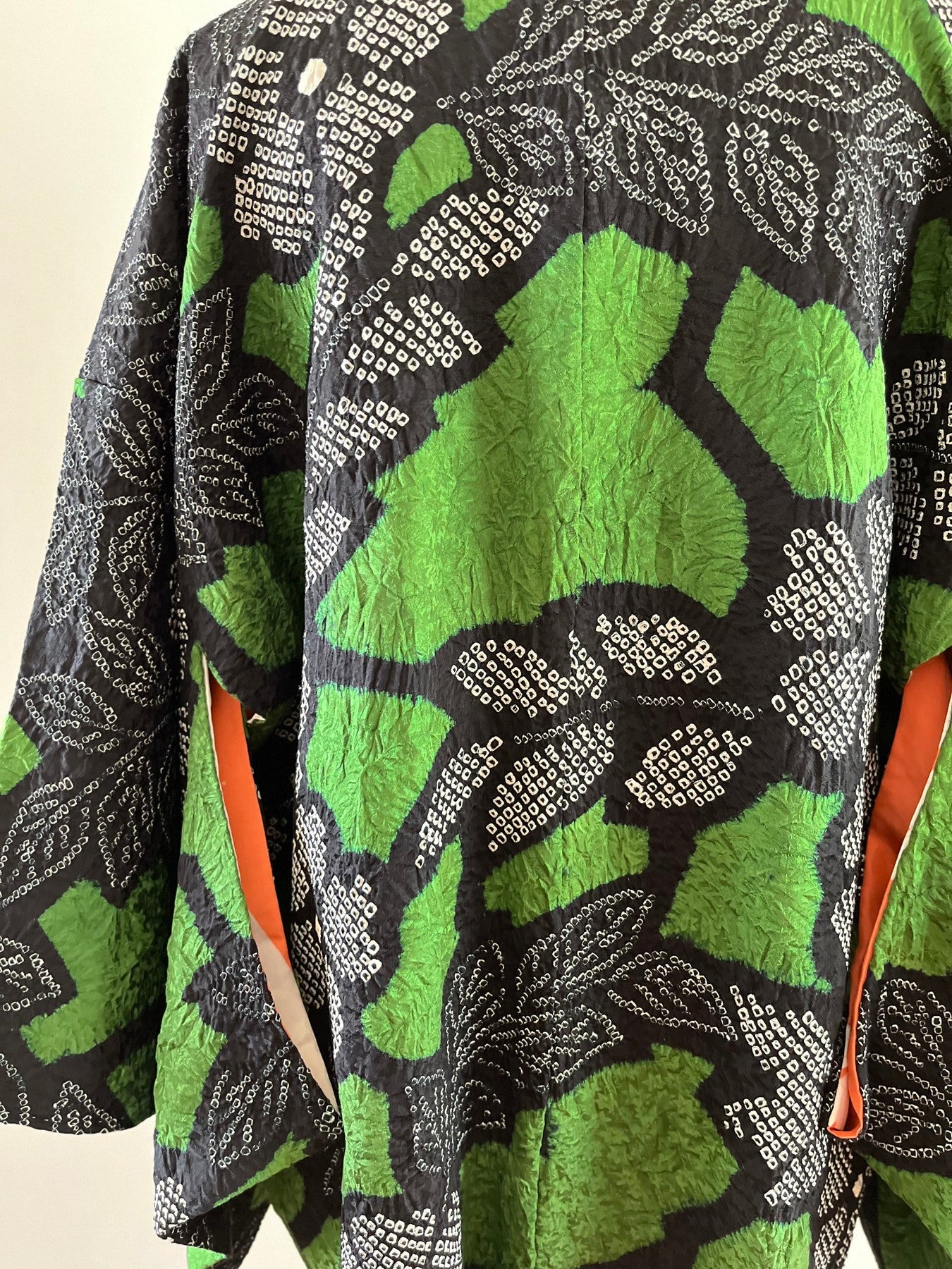 Black/Green Shibori Floral Haori