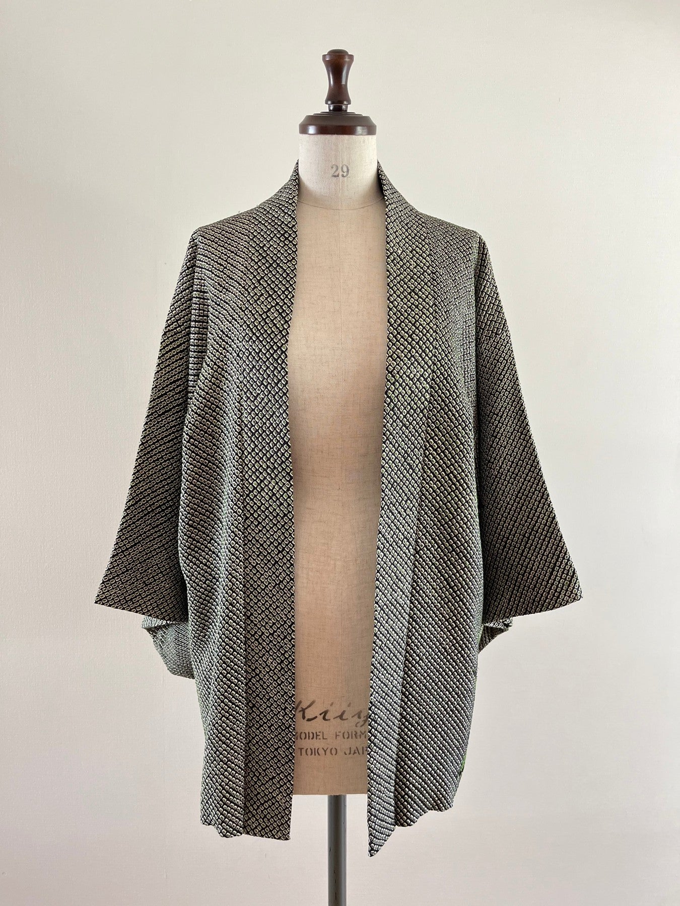 Black Bamboo Leaves Shibori Haori