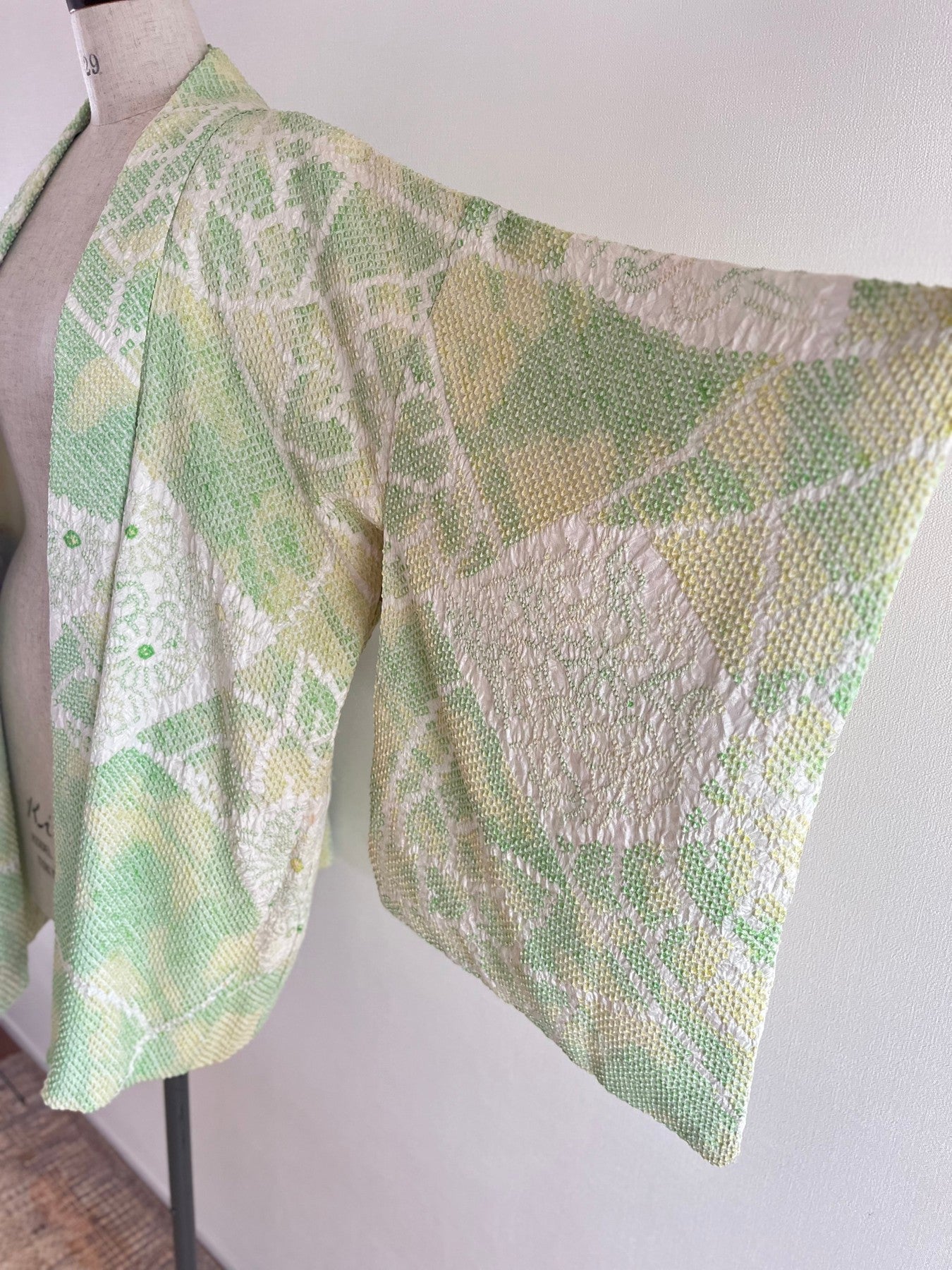 Neon Green Floral Shibori Haori