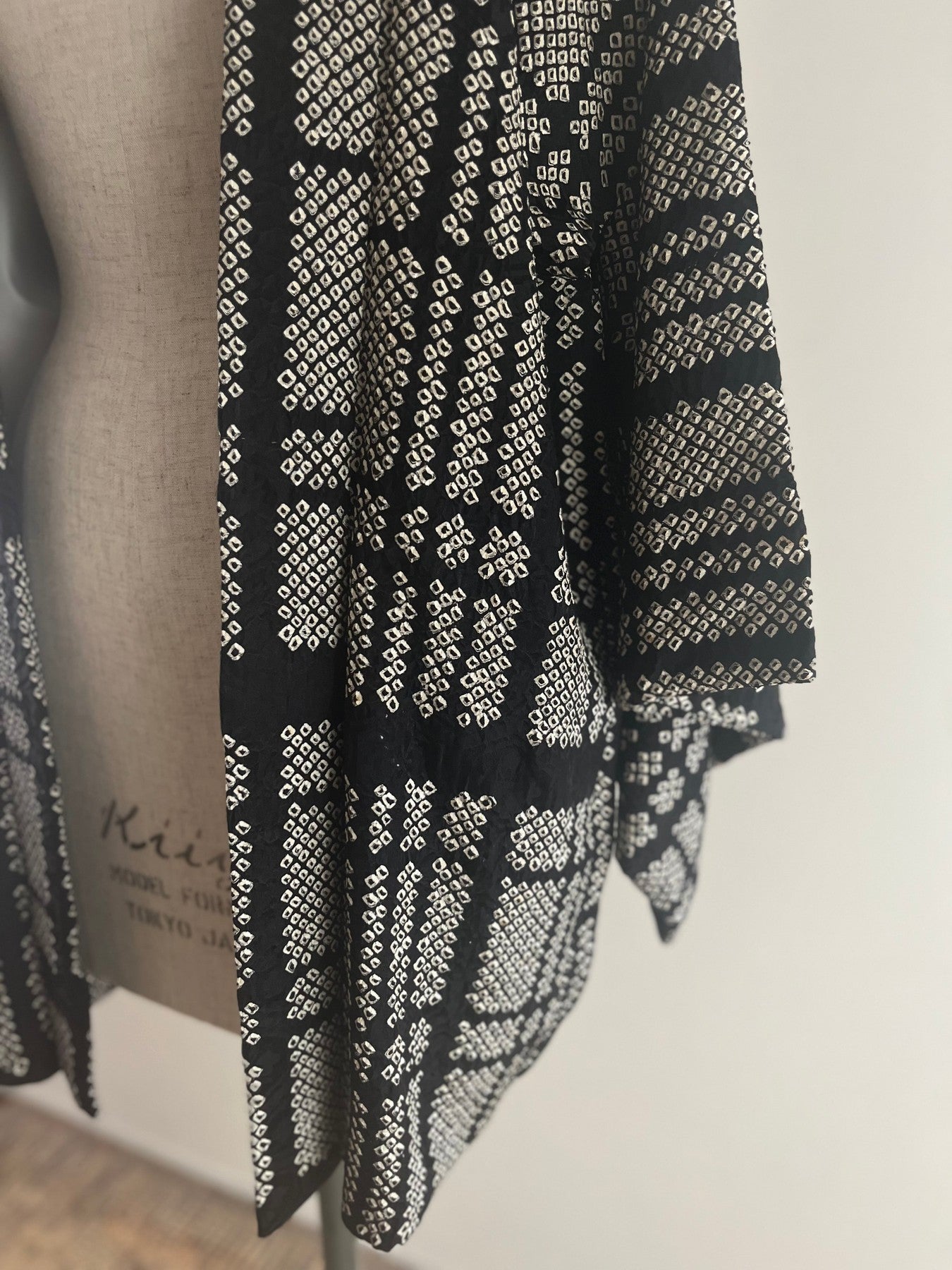 Black Checkered Shibori Haori