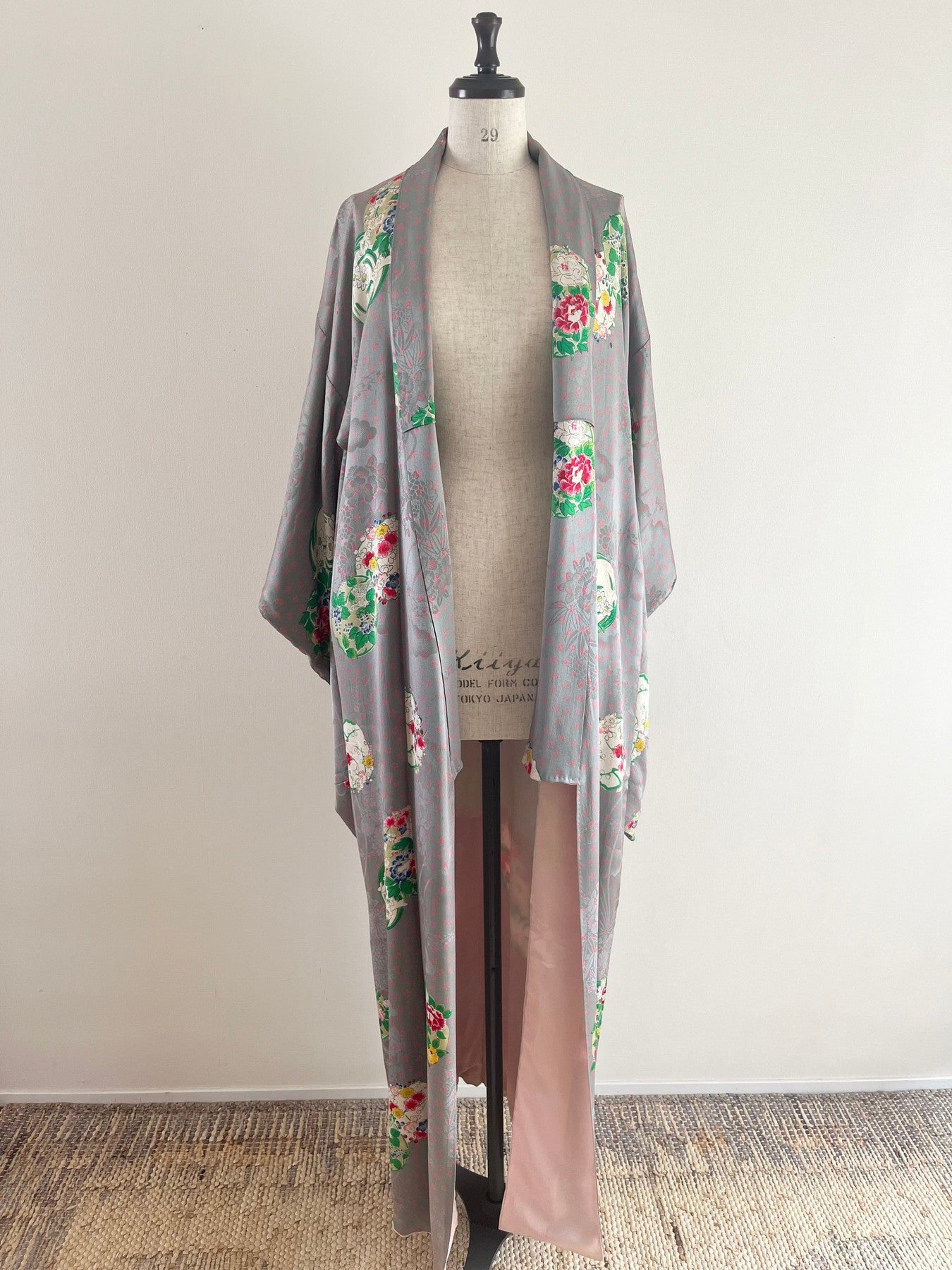 Gray Floral Kimono