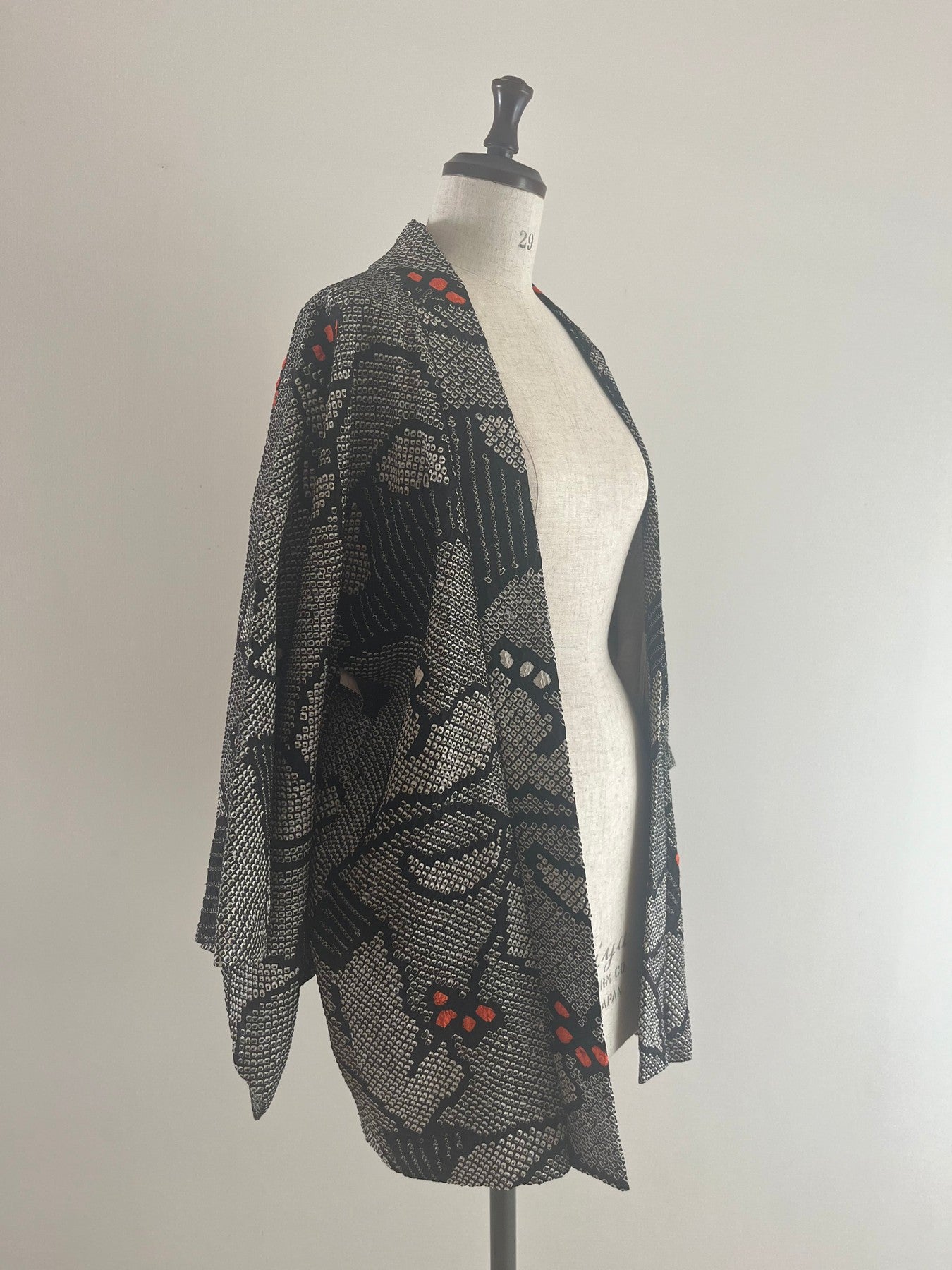 Black Abstract Plant Shibori Haori