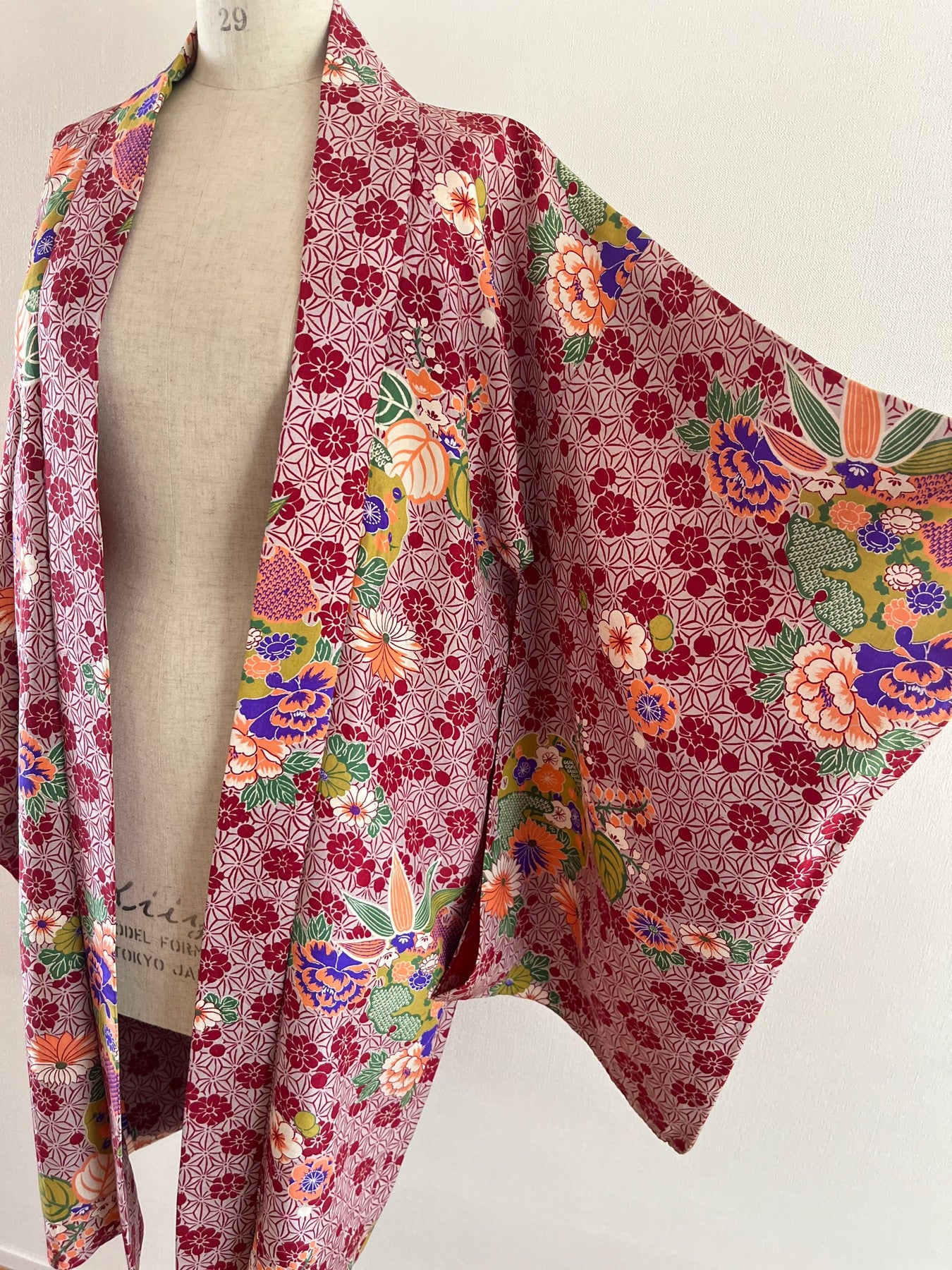 Pink Raw Silk Floral Haori