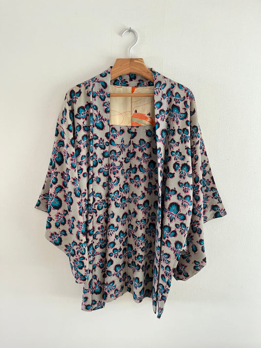 Gray Neon Floral Haori