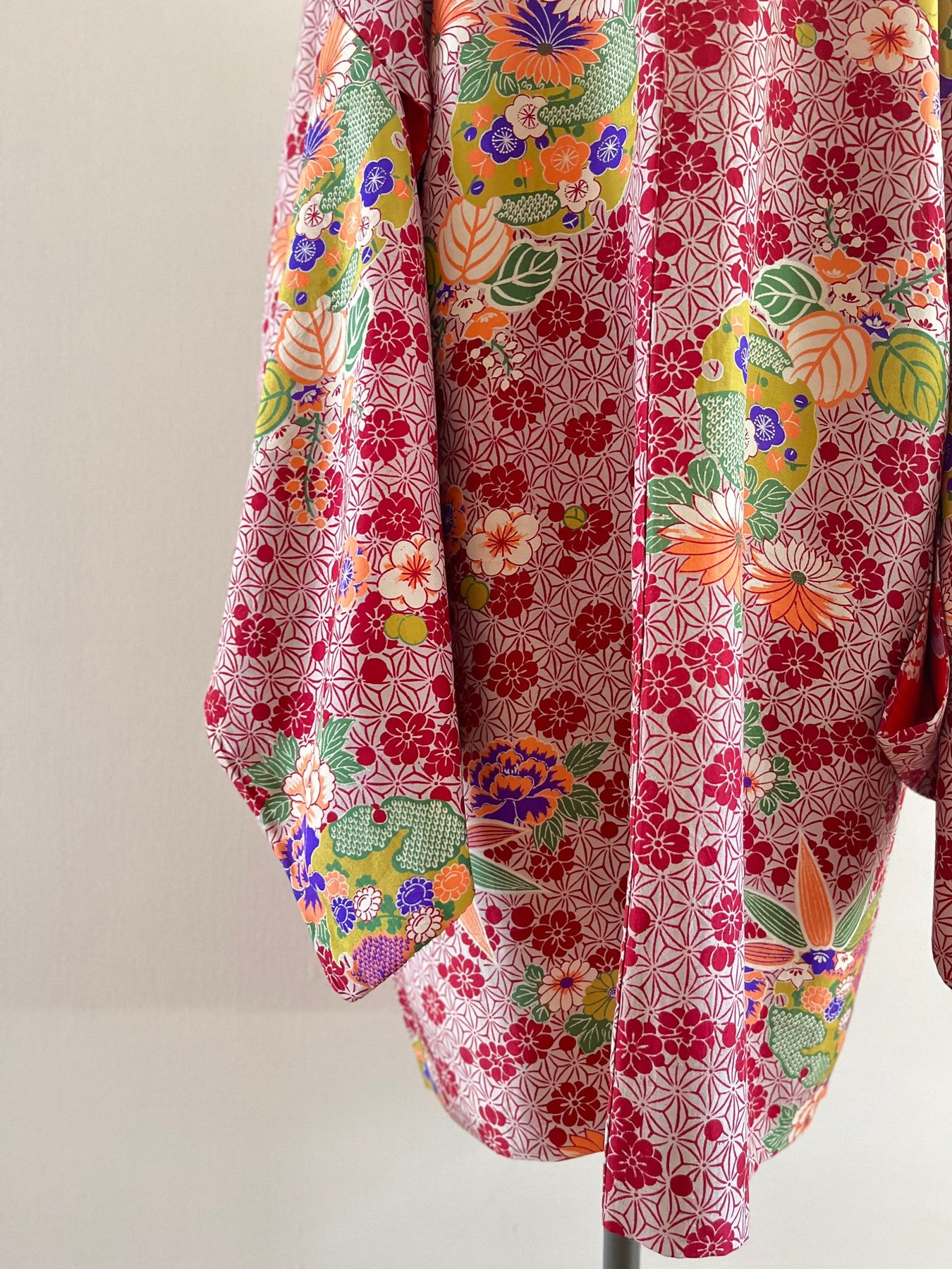 Pink Raw Silk Floral Haori