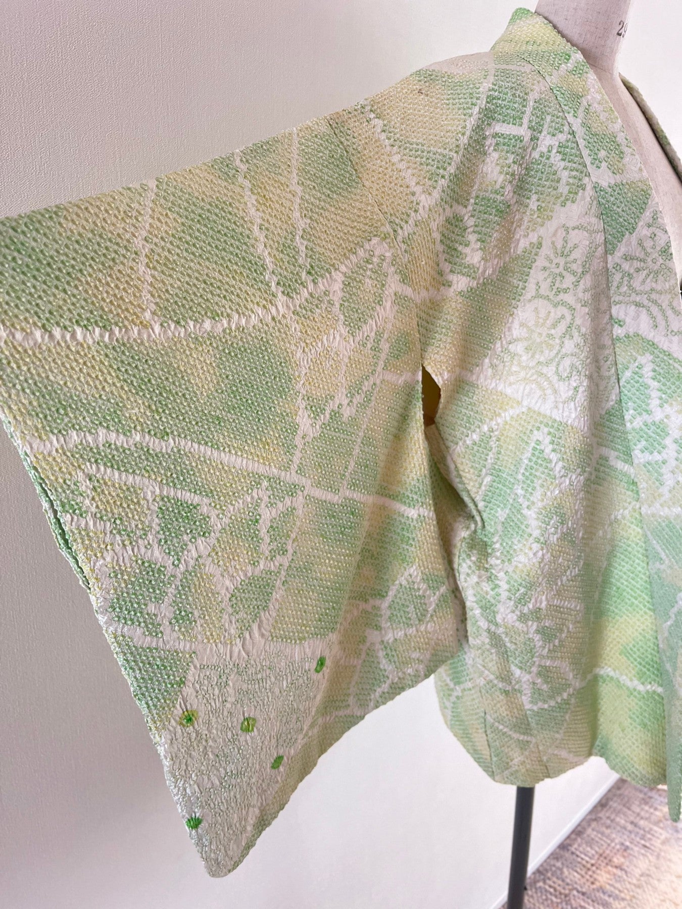 Neon Green Floral Shibori Haori