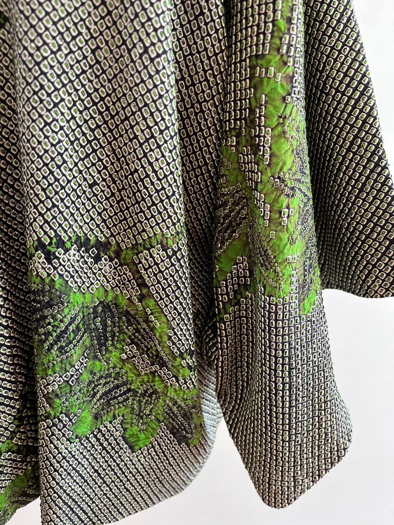 Black Bamboo Leaves Shibori Haori