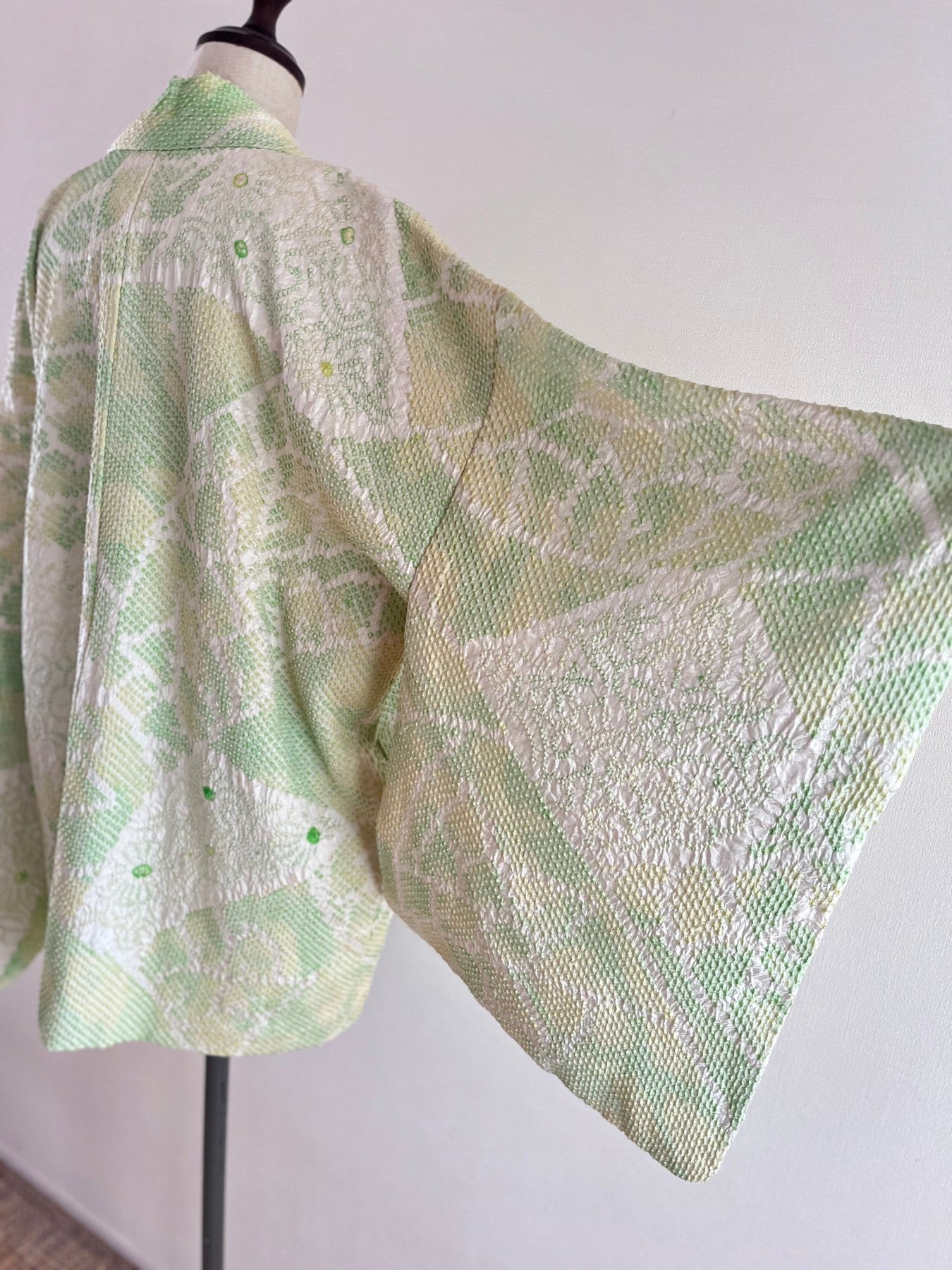 Neon Green Floral Shibori Haori