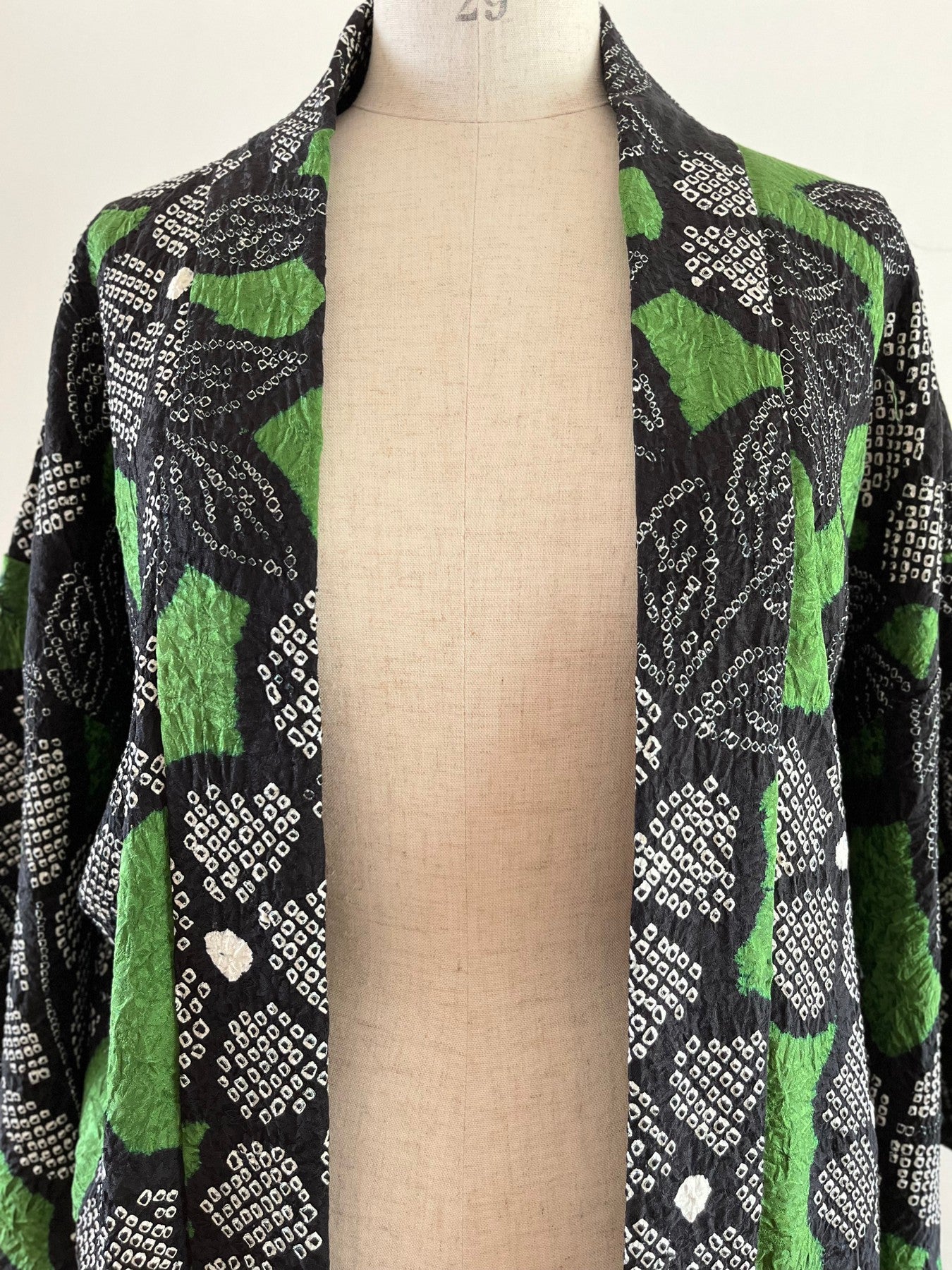 Black/Green Shibori Floral Haori