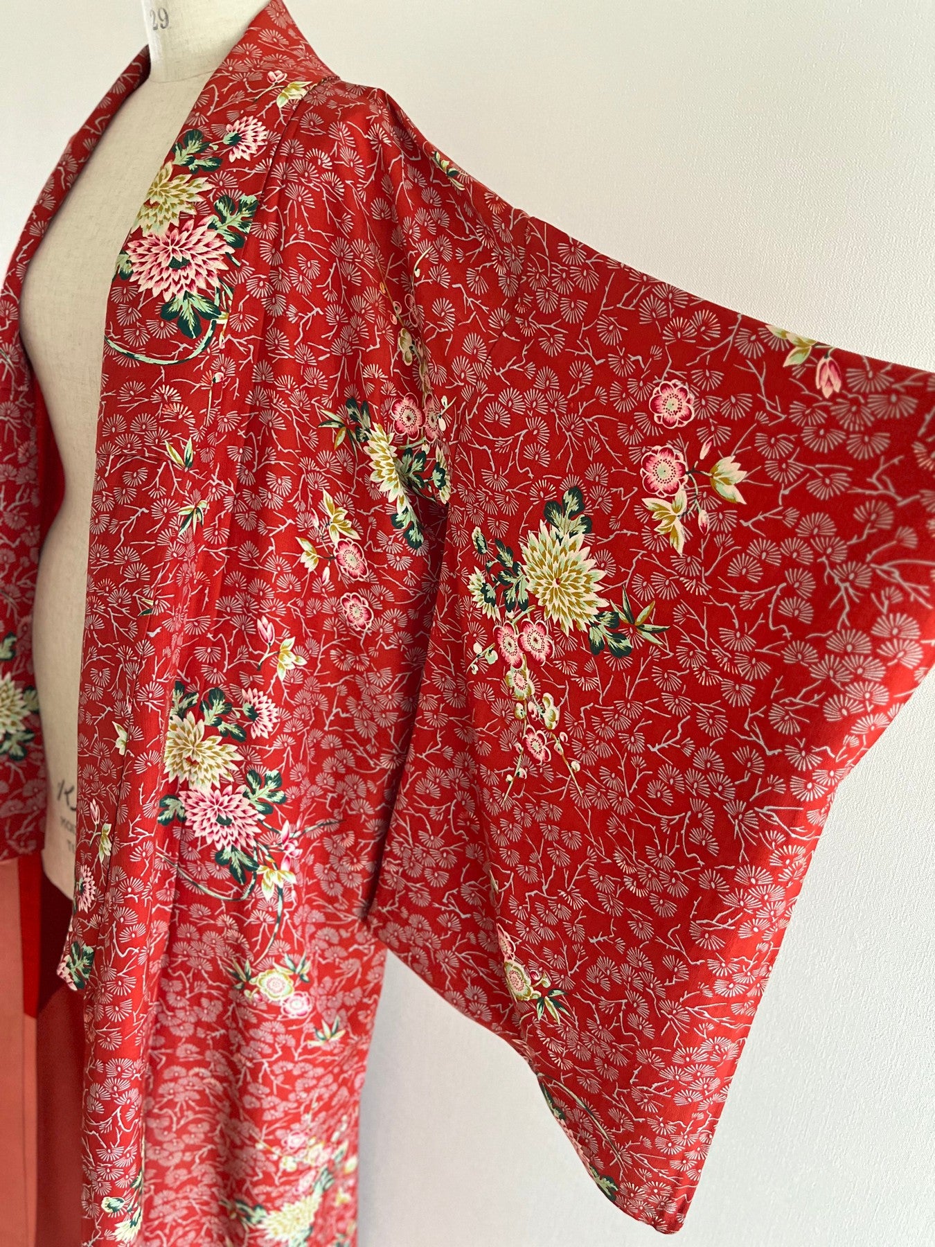 Red Chrysanthemum&Plum Blossom Kimono