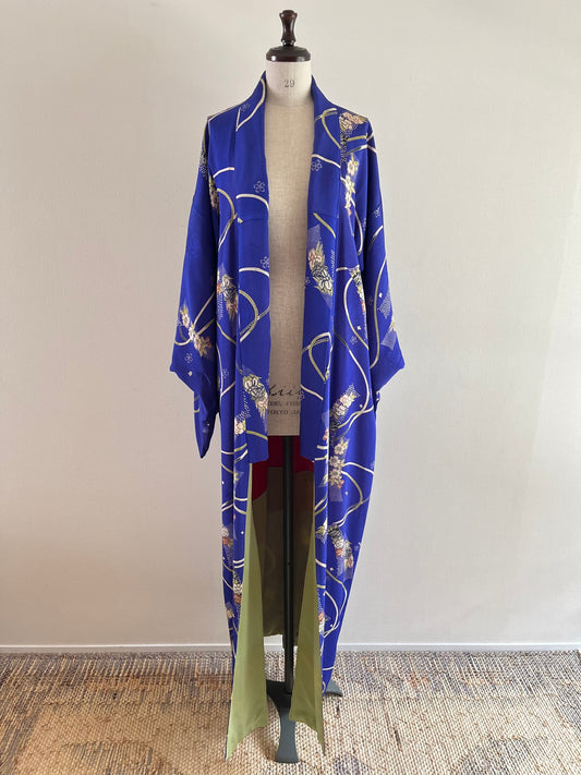 Blue Floral Rope Kimono