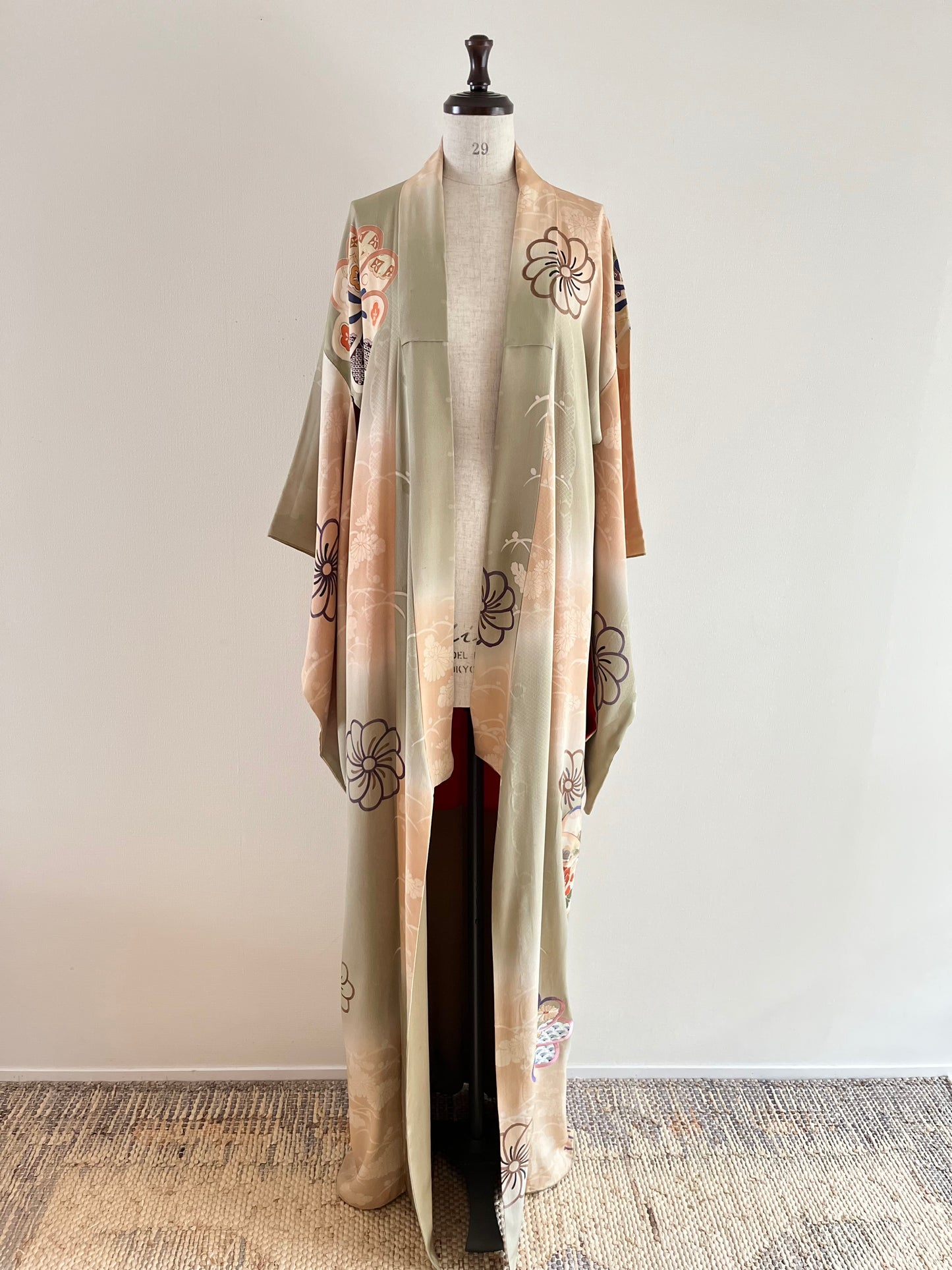 Green Bokashi Floral Kimono