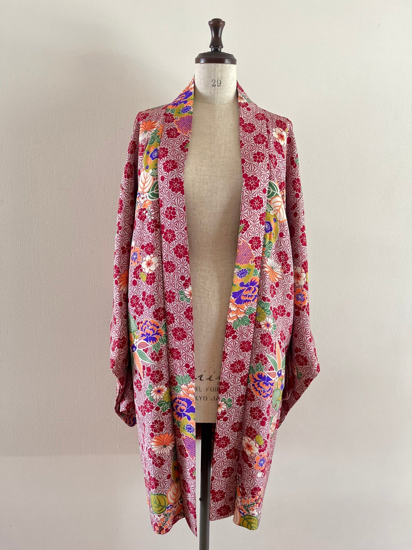 Pink Raw Silk Floral Haori