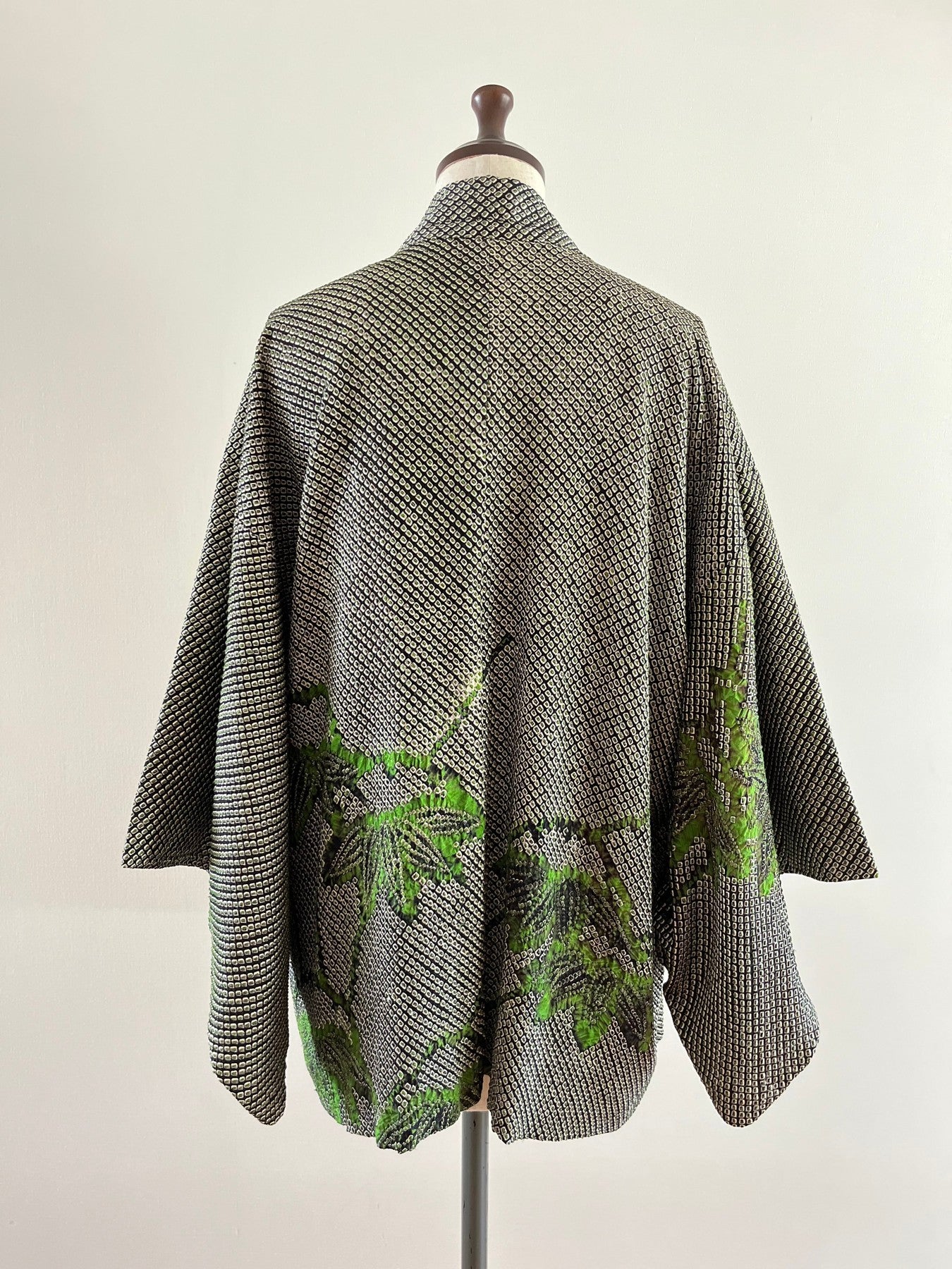 Black Bamboo Leaves Shibori Haori