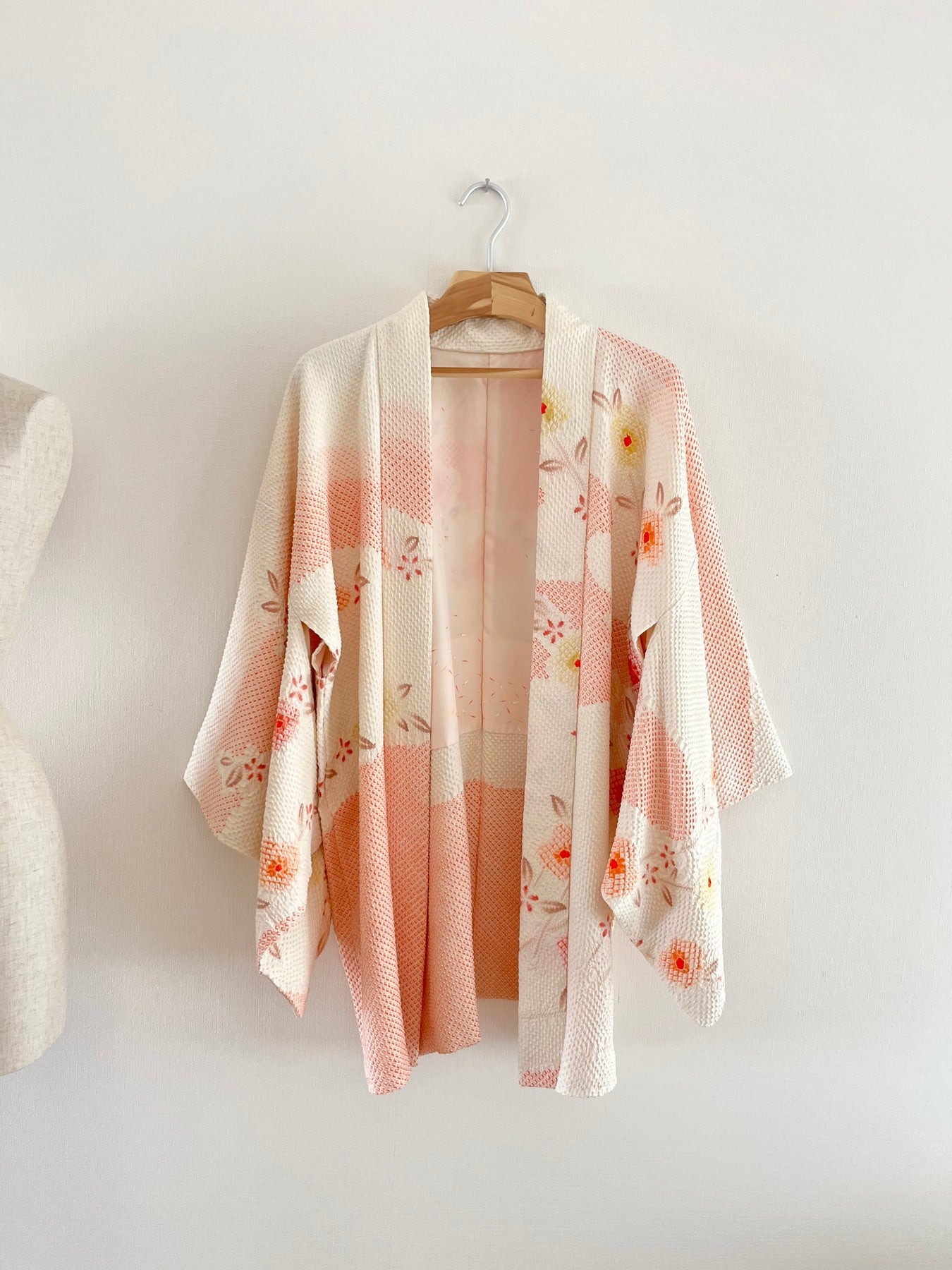 White Floral Shibori Haori