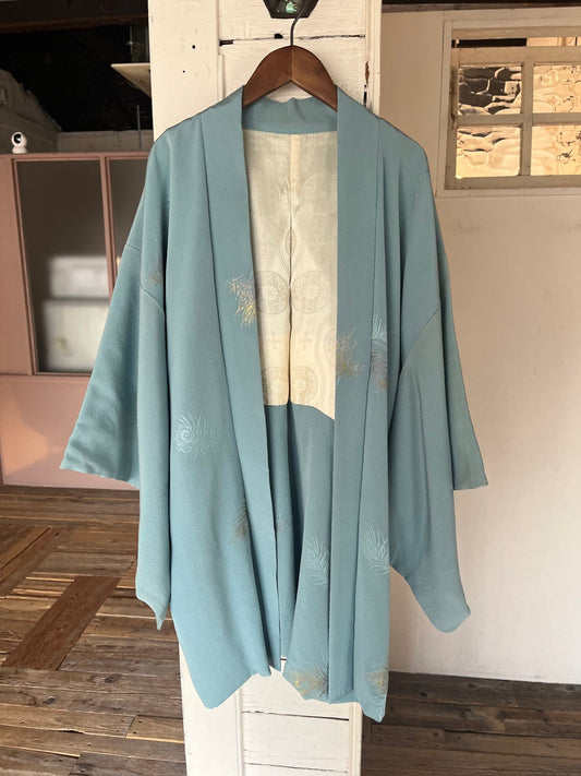 Light Blue Peacock Feather Haori