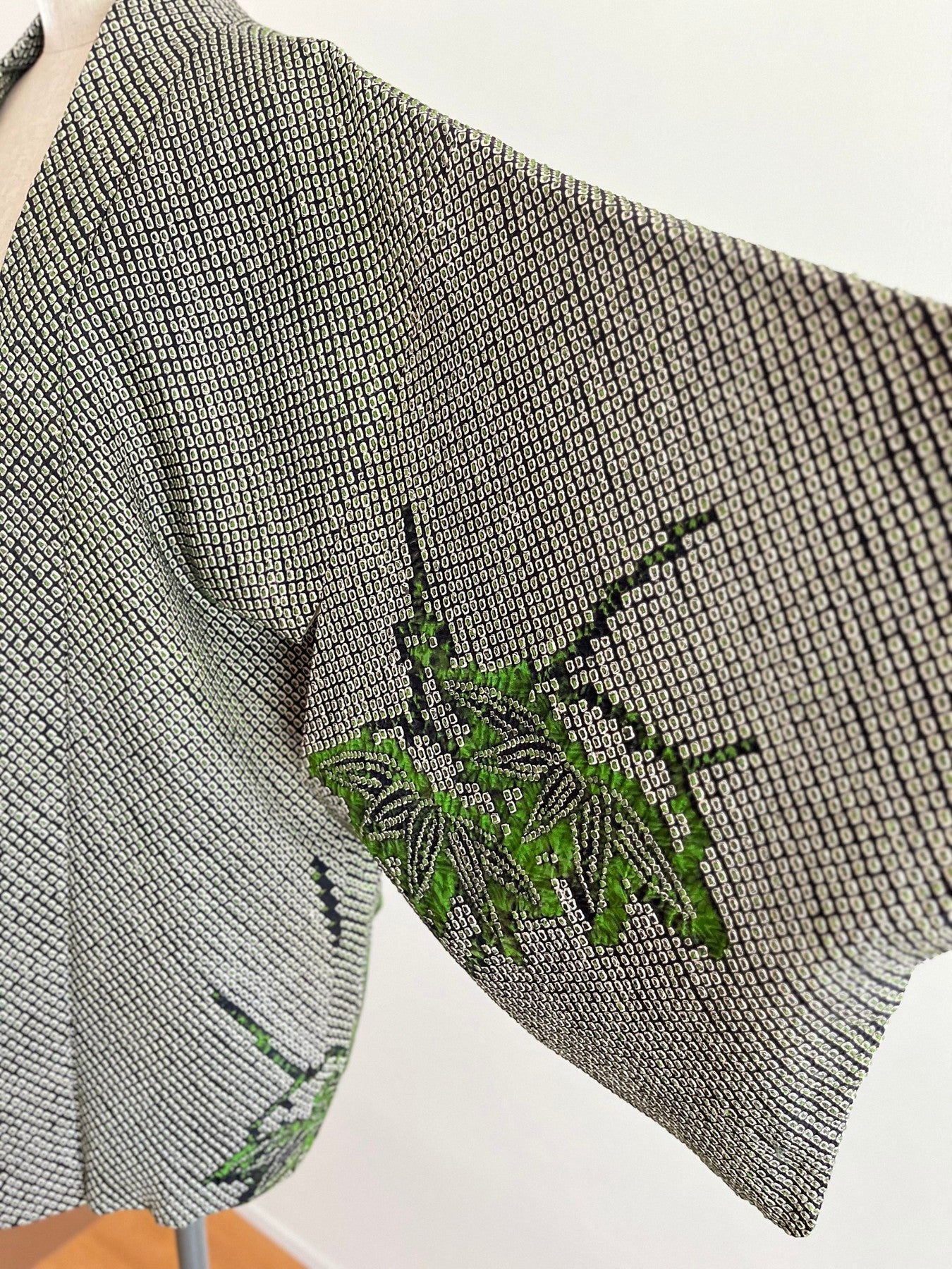 Black Bamboo Leaves Shibori Haori