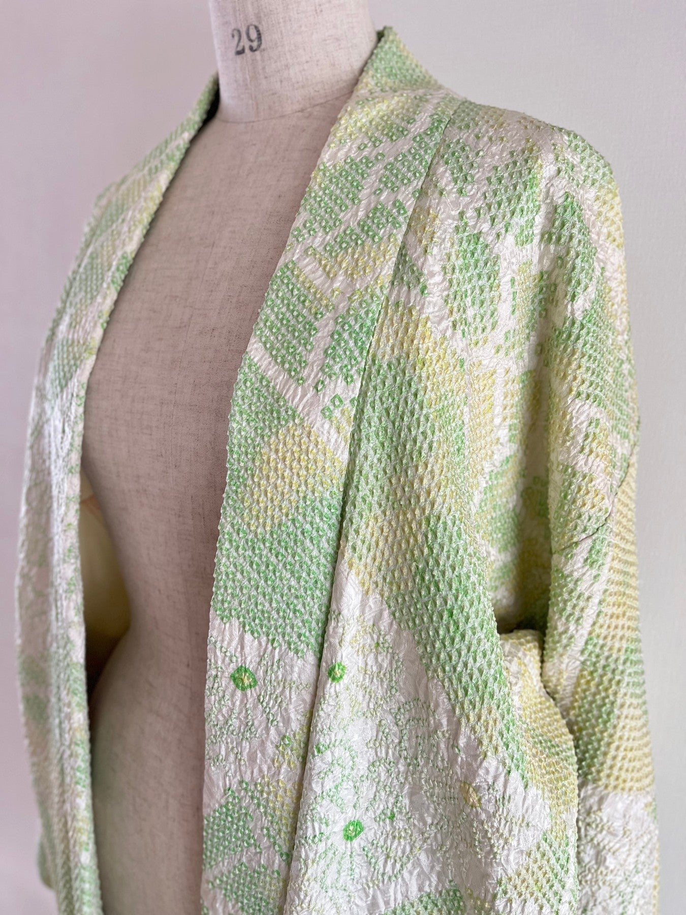 Neon Green Floral Shibori Haori