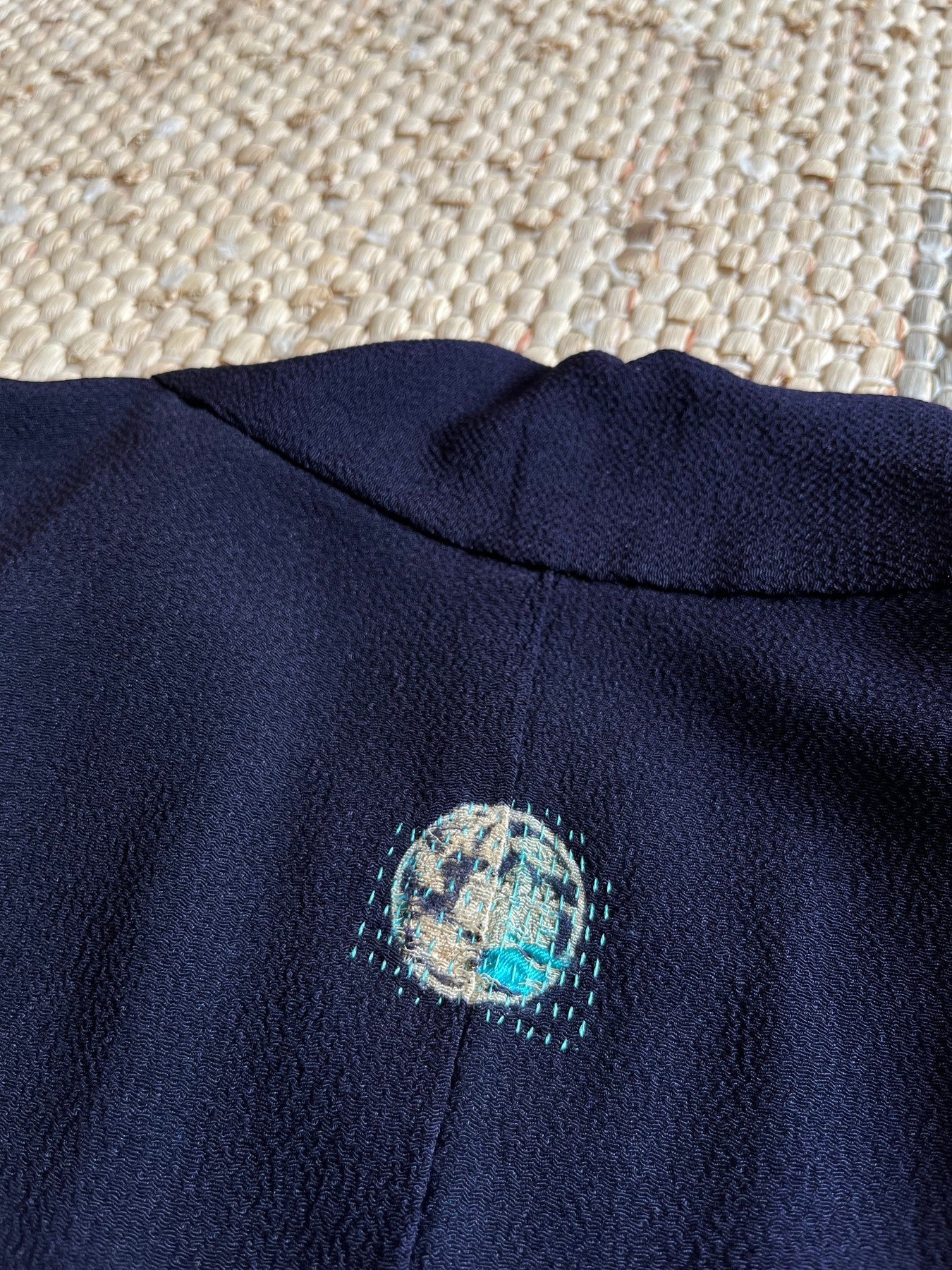 Navy Chirimen Haori