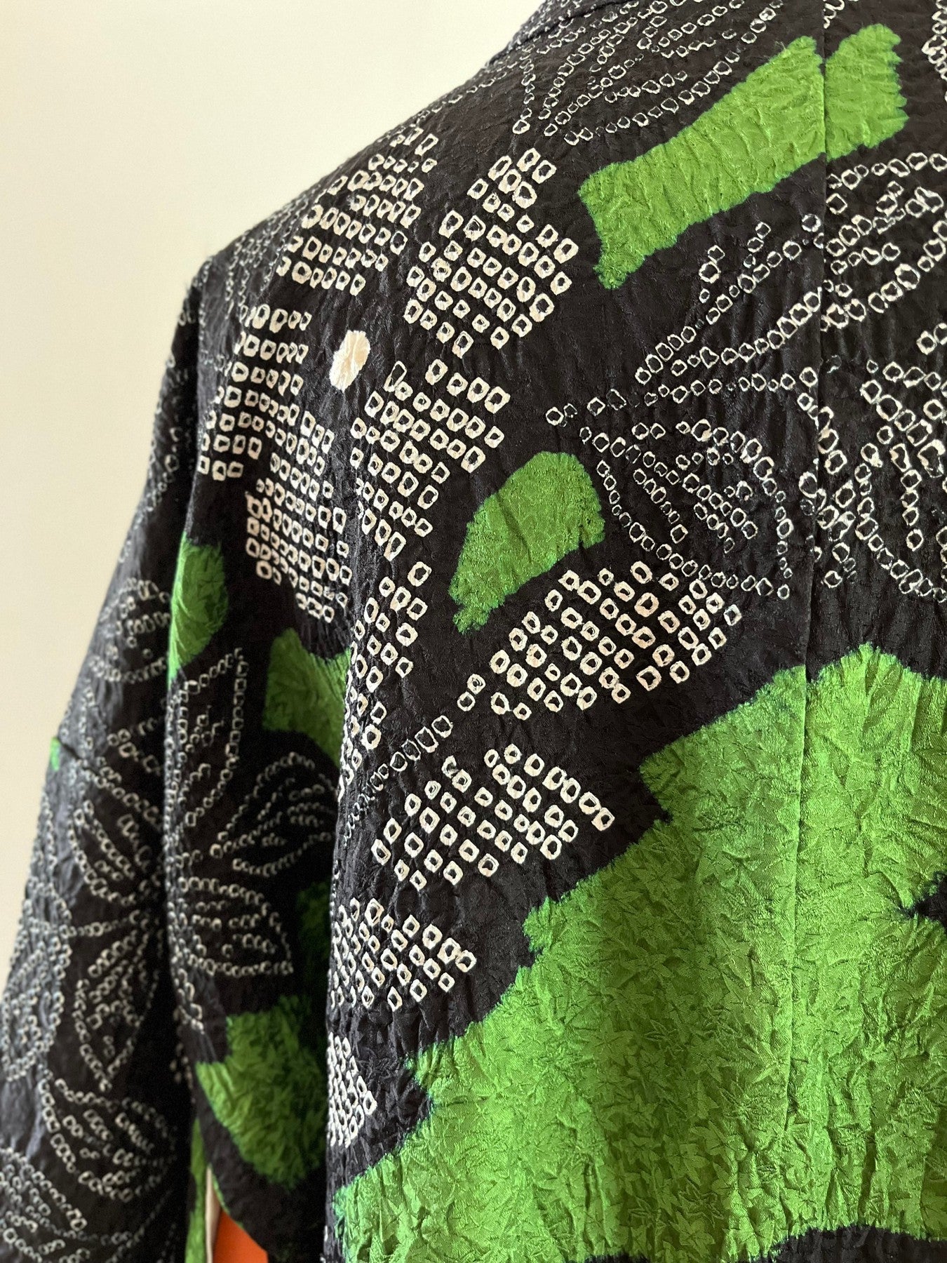 Black/Green Shibori Floral Haori