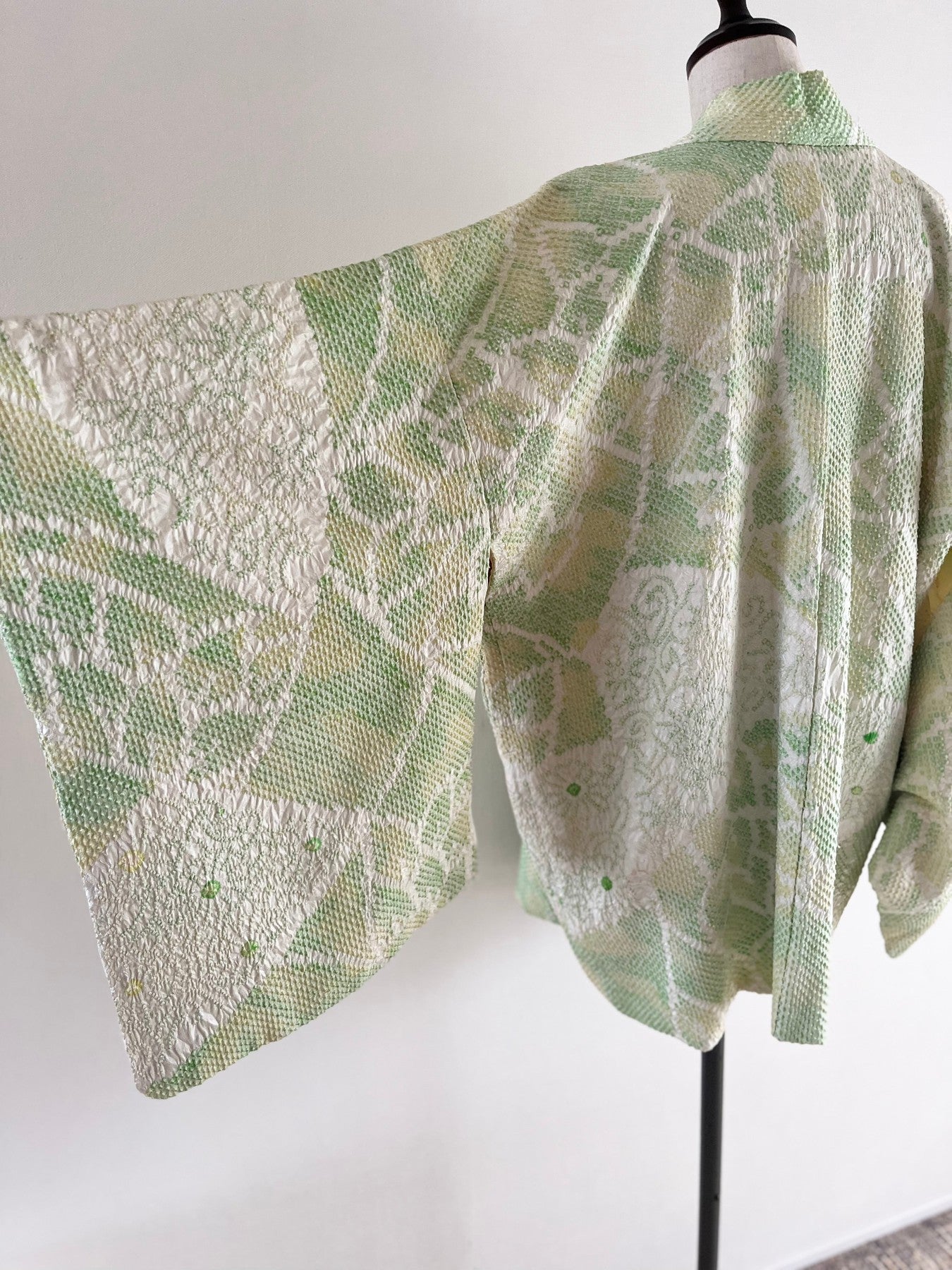 Neon Green Floral Shibori Haori