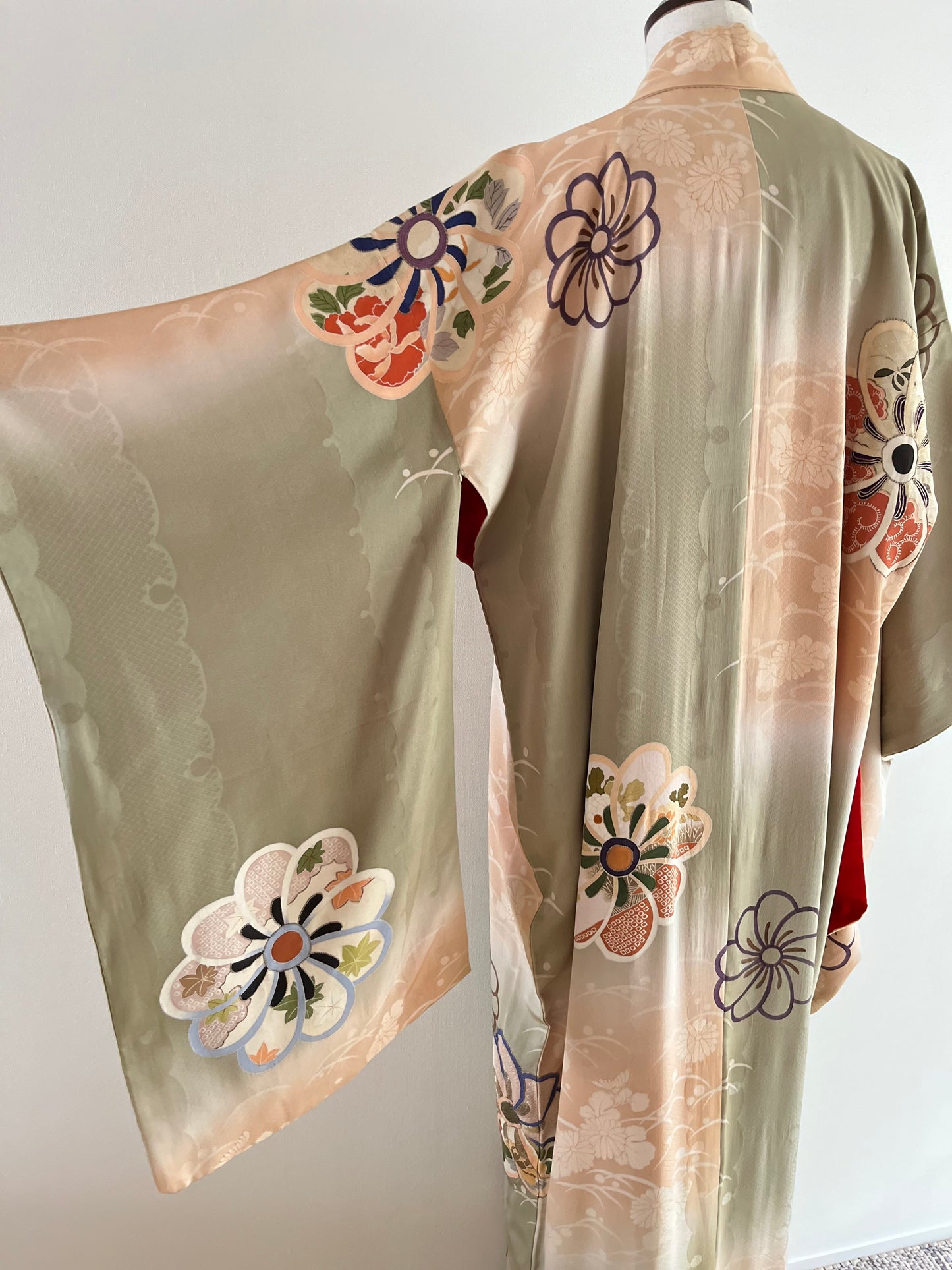 Green Bokashi Floral Kimono